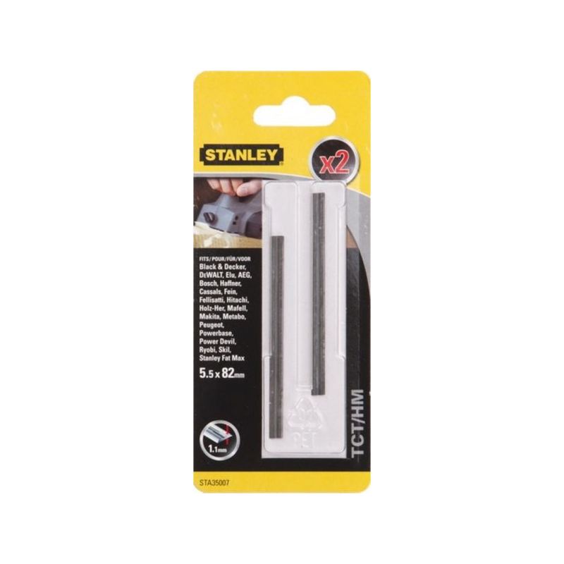 CUCHILLA CEPILLO ELEC. REVERS. 82MM ANCHO TCT STANLEY 2 PZ