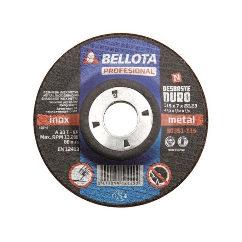 DISCO DESBASTE METAL 115x7x22 MM BELLOTA