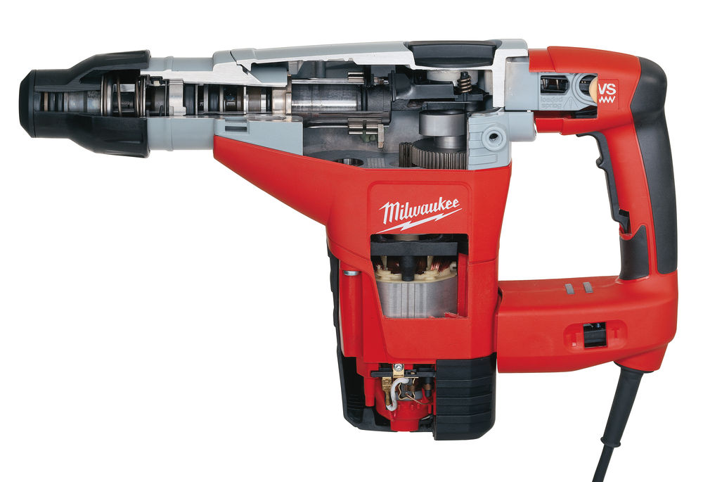 Martillo demoledor de 5kg, 1300W, AVS, SDS-Max, 8,5J de energía de impacto, 2840bpm, vibración de cincelado 11,5m/s². Se suministra en kitbox