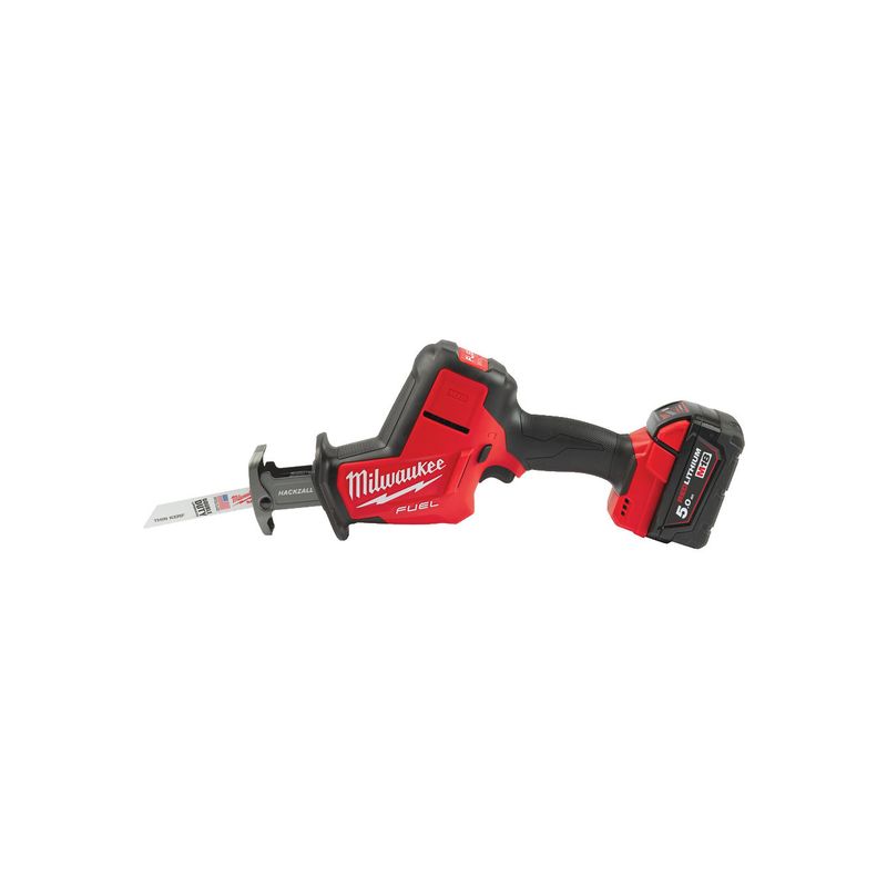 Sierra de sable de una mano M18 FUEL™ HACKZALL™, carrera 22mm, 0-3000cpm, FIXTEC™. Se suministra con 2 baterías M18B5 y cargador rápido M12-18FC, en HD-box