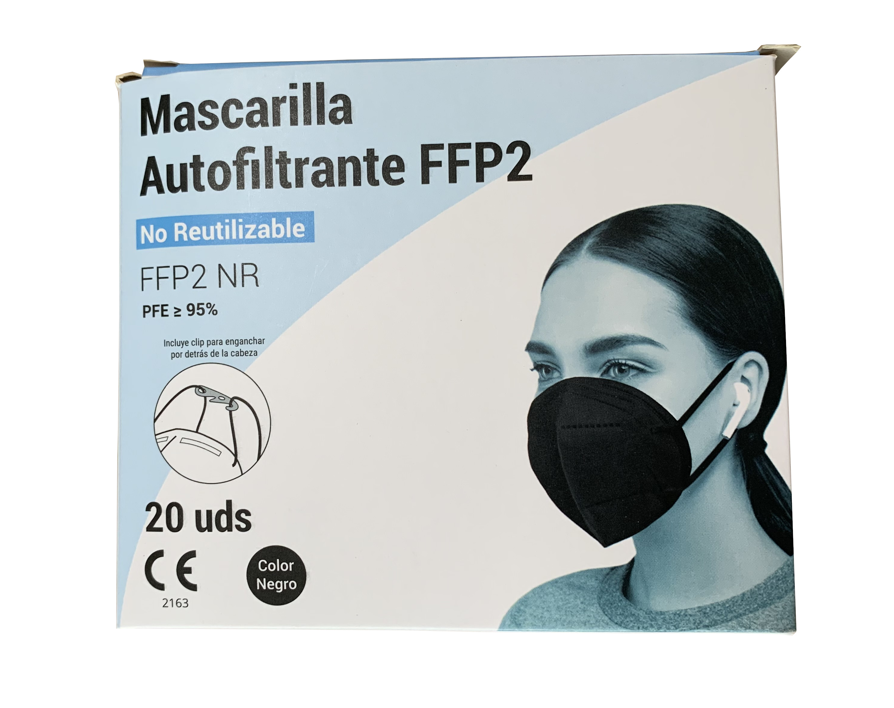 MASCARILLA FFP2 NEGRA CON EXTENSOR