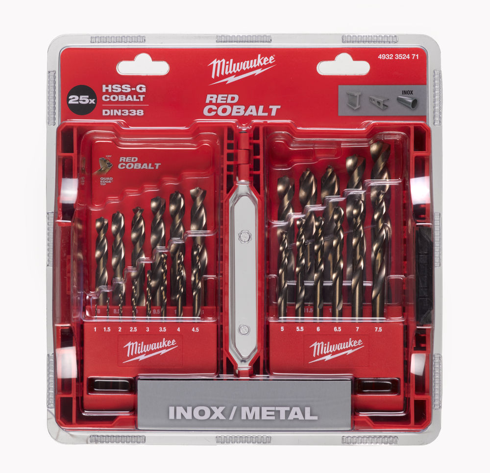 Estuche plástico de 25 brocas RED HELIX HSS-G Co, 1 / 1.5 / 2 / 2.5 / 3 / 3.5 / 4 / 4.5 / 5 / 5.5 / 6 / 6.5 / 7 / 7.5 / 8 / 8.5 / 9 / 9.5 / 10 / 10.5 / 11 / 11.5 / 12 / 12.5 / 13mm