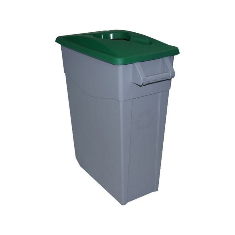 CONTENEDOR BAS. 65LT C/RUED DENOX PL TAPA ABIERTA VERDE