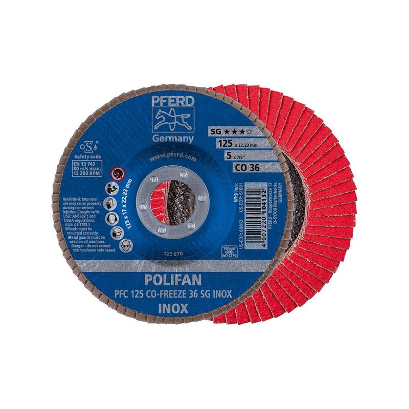 Disco abrasivo de laminasCOFREEZE convexo 125mmK36Pferd