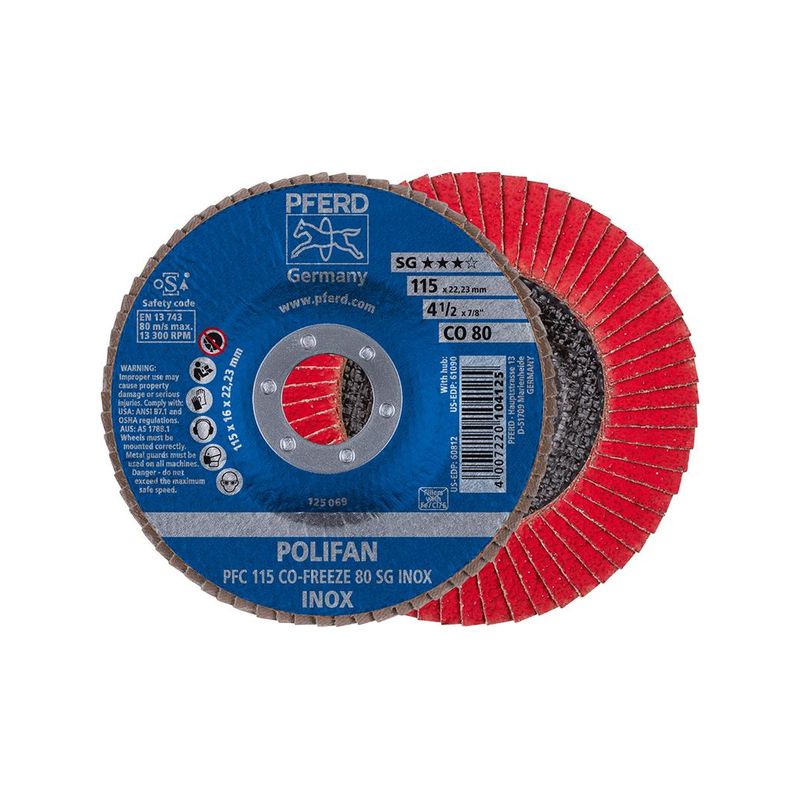 Disco abrasivo de laminasCOFREEZE convexo 115mmK80Pferd
