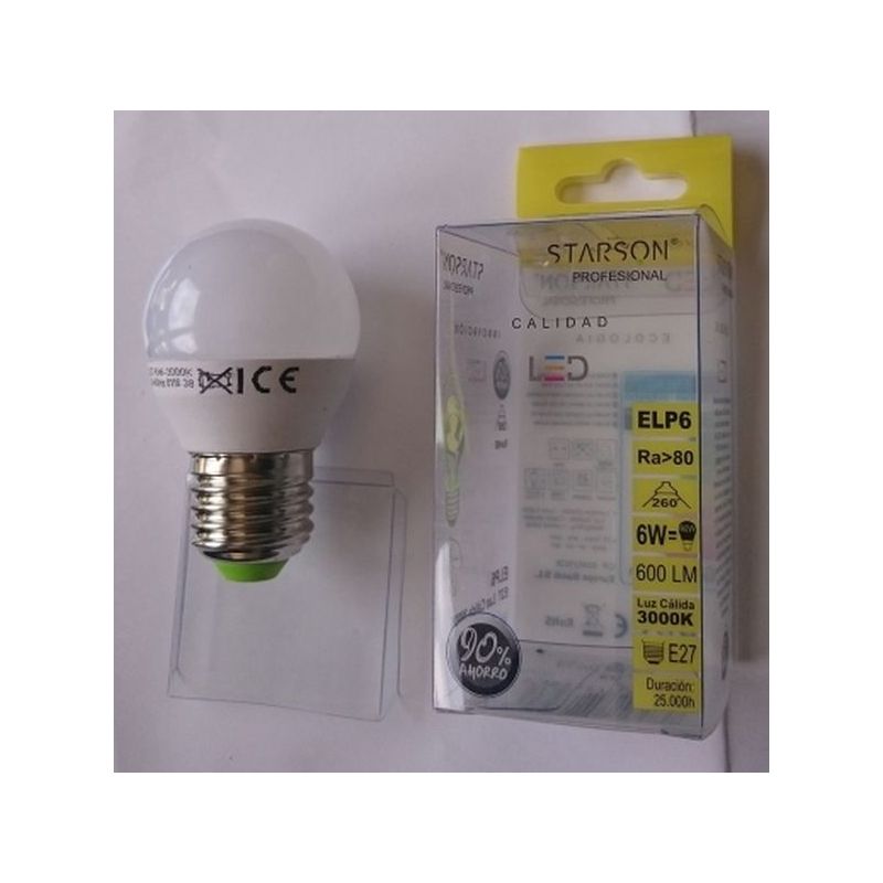 LAMPARA ILUMIN LED ESF. E27 6W 600LM 3000K STARSON