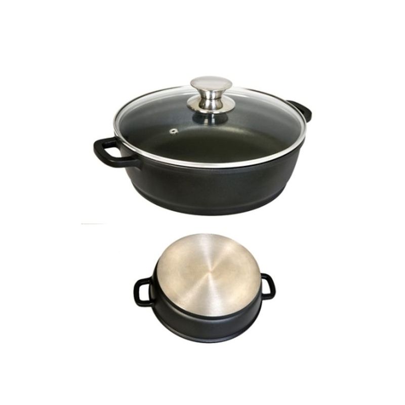 CACEROLA BAJA 28CM C/TAPA AL/FU ECOSTONE WECOOK