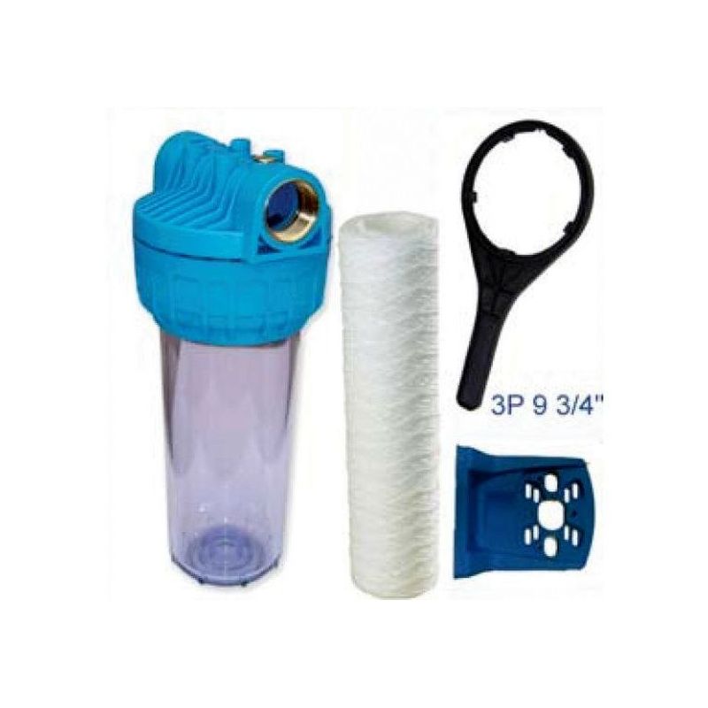 FILTRO AGUA 1&quot; CARTUCHO 9 3/4&quot; HIDROWATER LLAVE SOPORTE PREV
