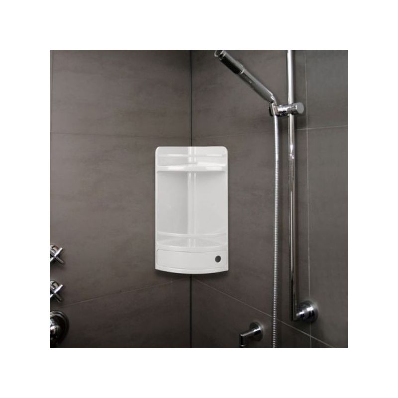 ESTANTERIA BAÑO RINCONERA 20X20X50MM C/CAJON PP BL FIX TATAY