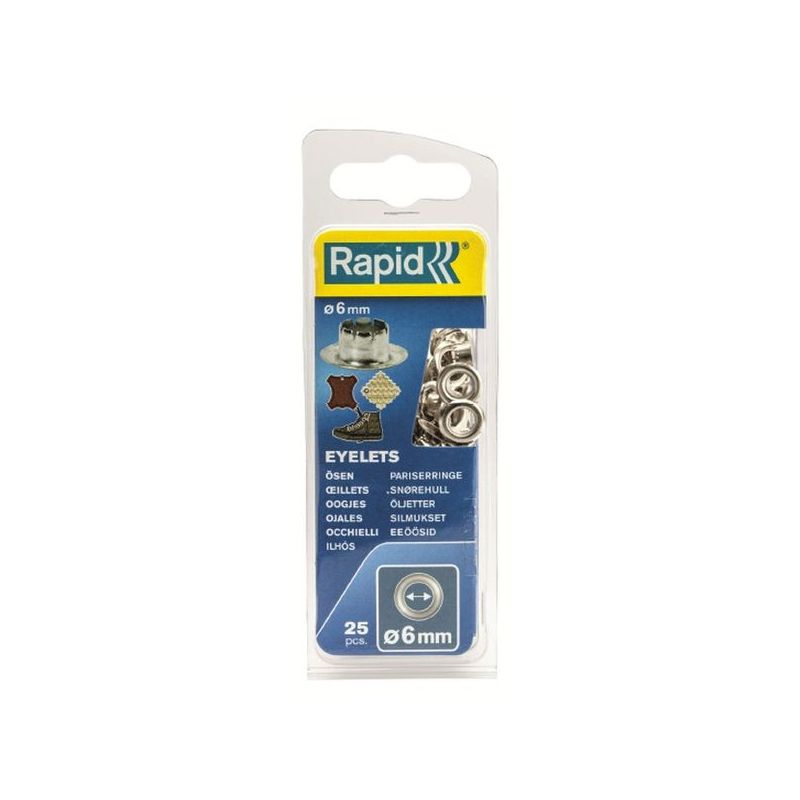 OJAL Ø6 FIJ CUERO RAPID CON BOTADOR ACERO RAPID 25 PZ