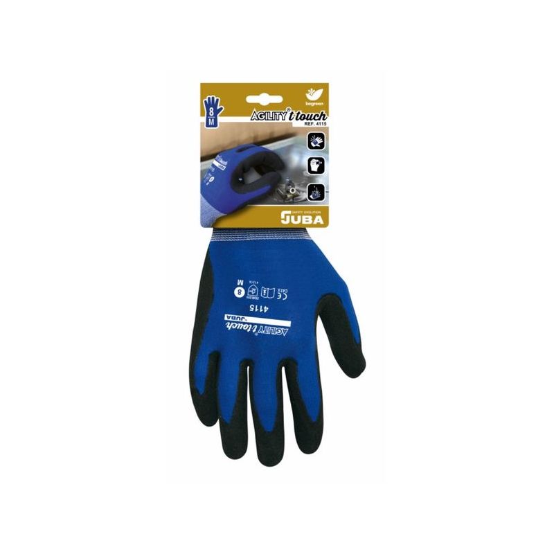 GUANTE MECANICO M08 P/NIT-POLI TOUCH AGILITY NYL AZ/NE JUBA