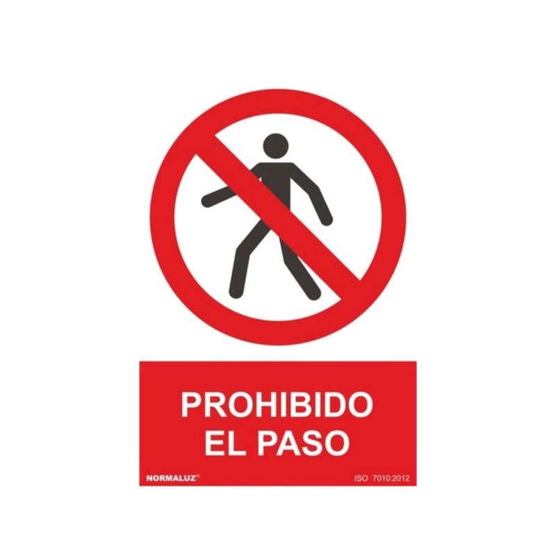 CARTEL SEÑAL 210X300MM PVC PROHIBIDO EL PASO NORMALUZ