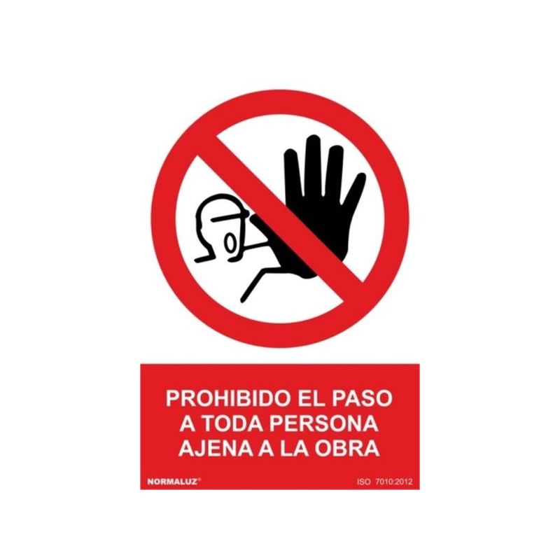 CARTEL SEÑAL 210X300MM PVC PROHIBIDO EL PASO OBRA NORMALUZ