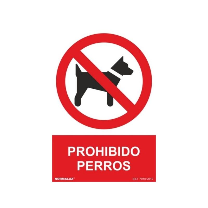 CARTEL SEÑAL 210X300MM PVC PROHIBIDO PERROS NORMALUZ