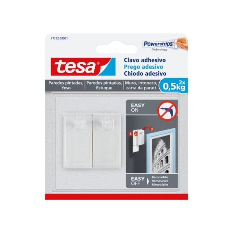 COLGADOR HOG 0,5KG ADH REUT CLAVO PL BL PARED PINT 2 PZ TESA