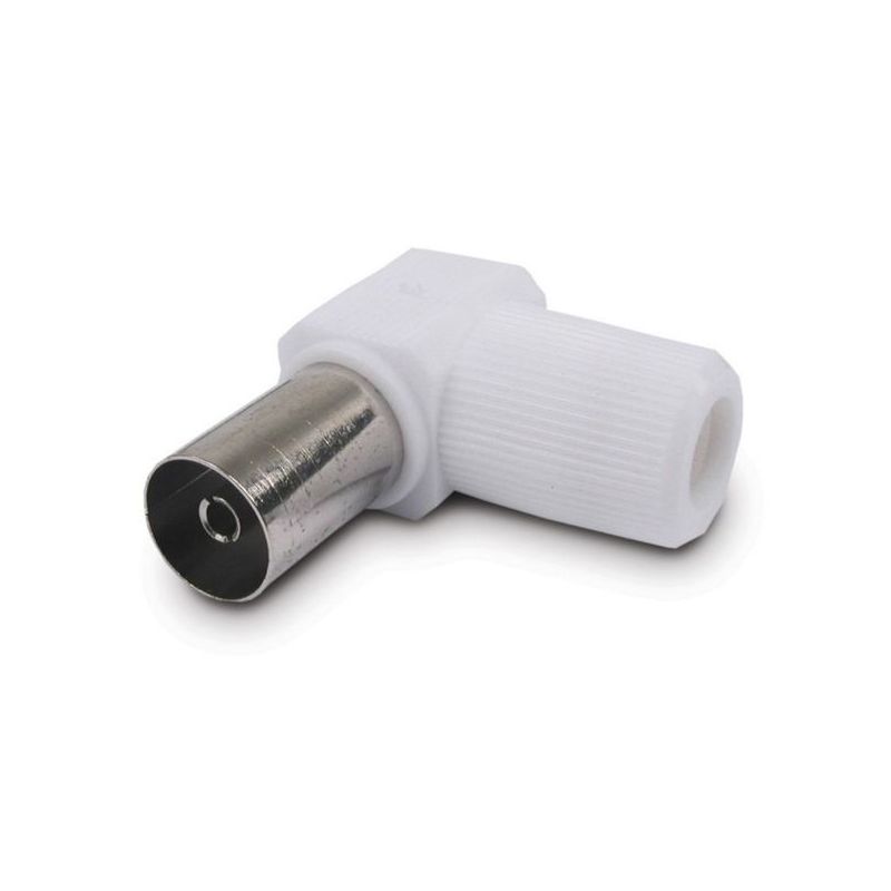 CONECTOR ANTENA COAXIAL HEMBRA ACODADO 9,5MM ACERO PLASTICO