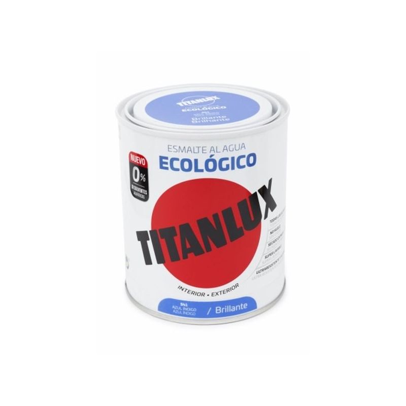 ESMALTE ACRIL BRI. 750 ML AZ/INDI AL AGUA ECOLOGICO TITANLUX