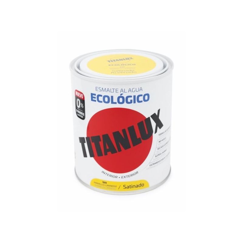 ESMALTE ACRIL SAT. 750 ML AM/LUM AL AGUA ECOLOGICO TITANLUX
