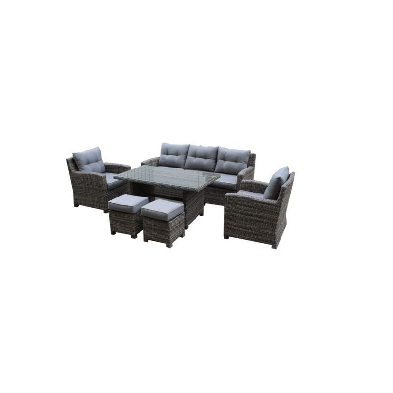 MUEBLE JARD 6 PIEZAS NATUUR RATAN MARR TOULOUSE 2 TABURETES