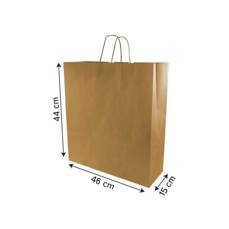 BOLSA ASA RIZADA PAPEL TPV 44x46x15CM 100GR KRAFT PBMYS 200