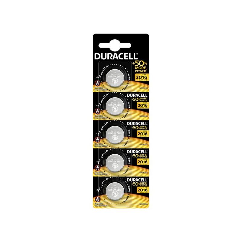PILA BOTON CR2016 LITIO DURACELL 5 PZ
