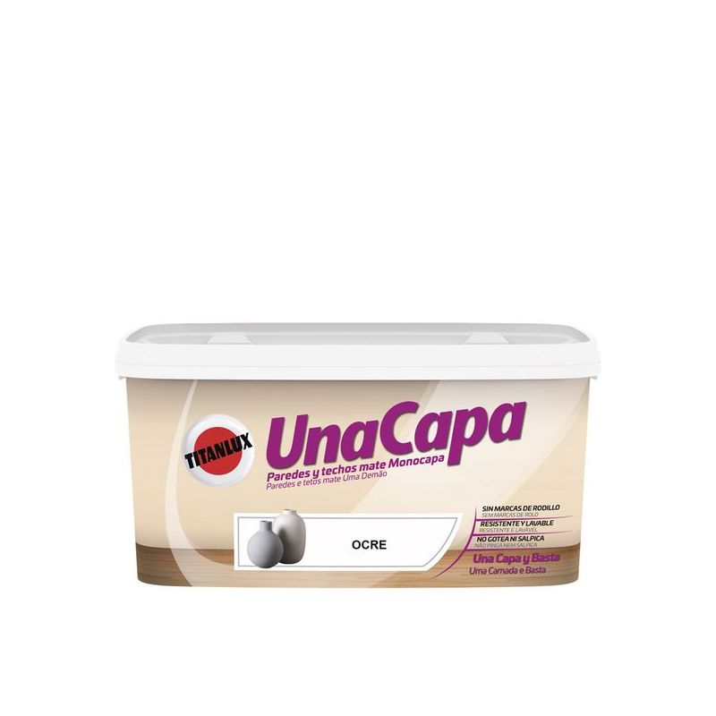 PINTURA PLAST MATE 4 LT OCRE INT. MONO UNA CAPA TITANLUX