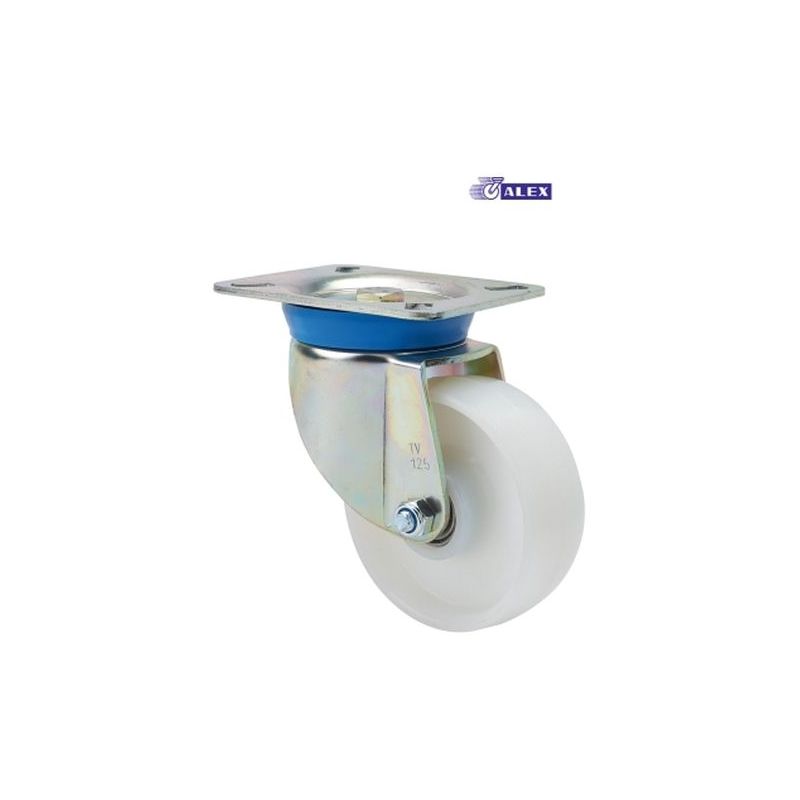 RUEDA GIR 100MM 2-0020 PL.106X086 300KG-LISO NYL BL TV TN AL