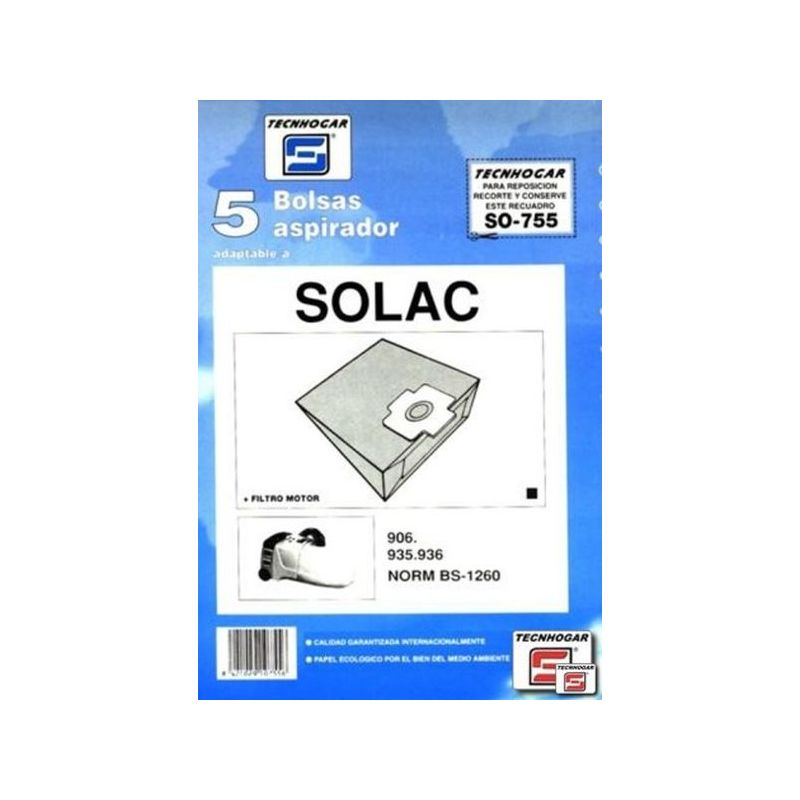 BOLSA ASPIRADOR PAPEL SOLAC 935-936 910755 THOGAR 5 PZ RF