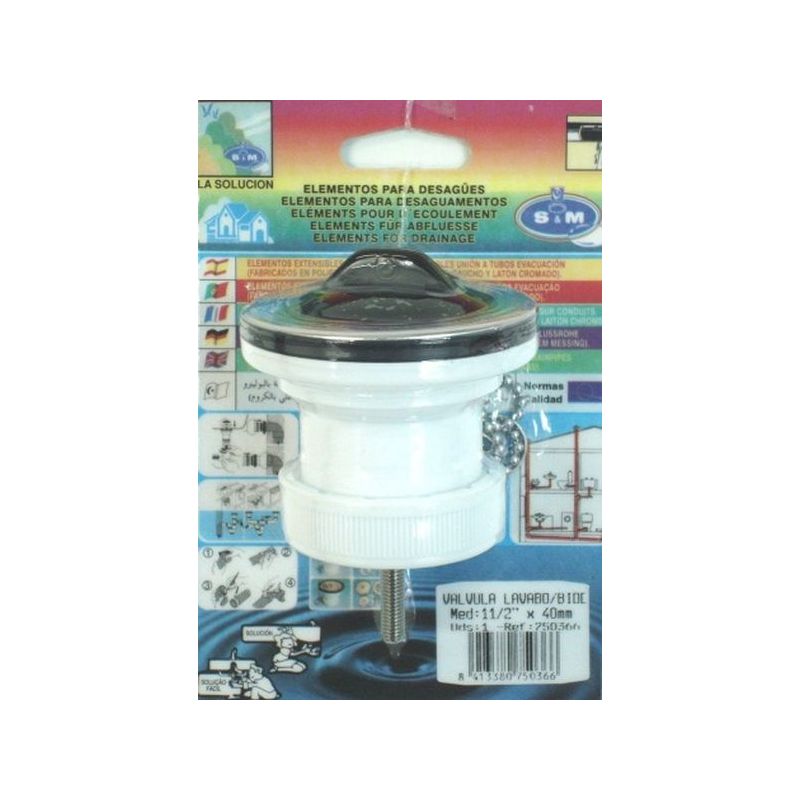VALVULA FONTAN LAVABO-BIDET 11/2X40MM PVC S&amp;M