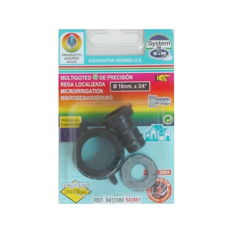CONECTOR RIEGO 16X3/4&quot; GOTEO S&amp;M PP GRIFO HEMB. 543661