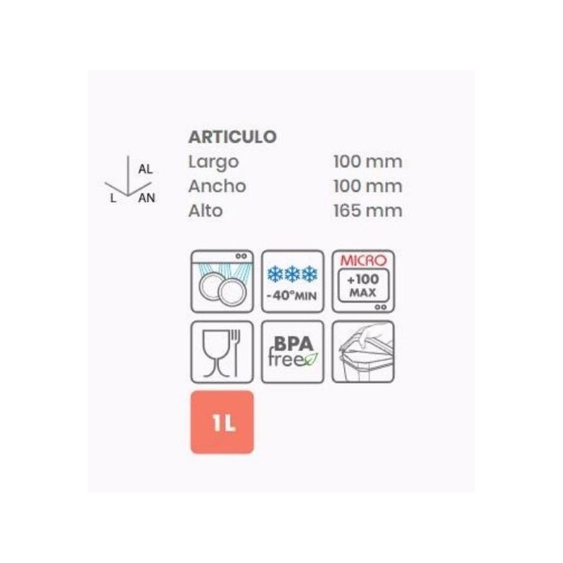 HERMETICO ALIMEN. CUADRADO 1,0LT LAVAN PL TATAY