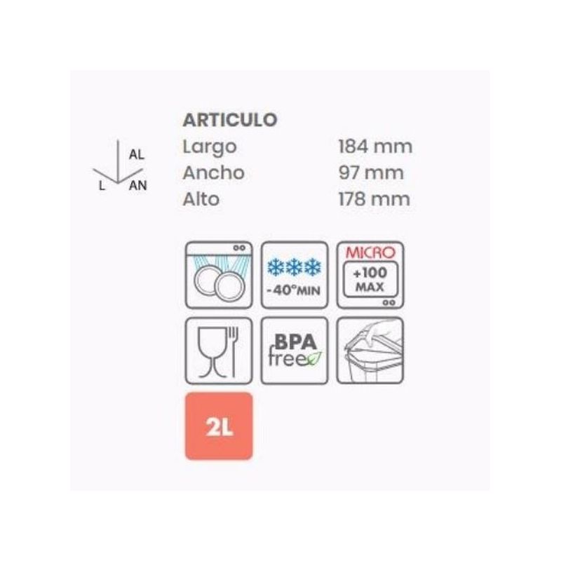 HERMETICO ALIMEN. OVALADO 2,0LT AZ PL TATAY