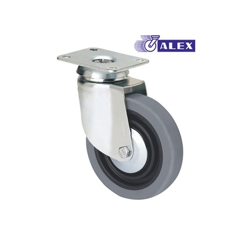 RUEDA GIR 080MM 1-0180 PL.070X055 060KG.LISO GOM N/G BH PGI