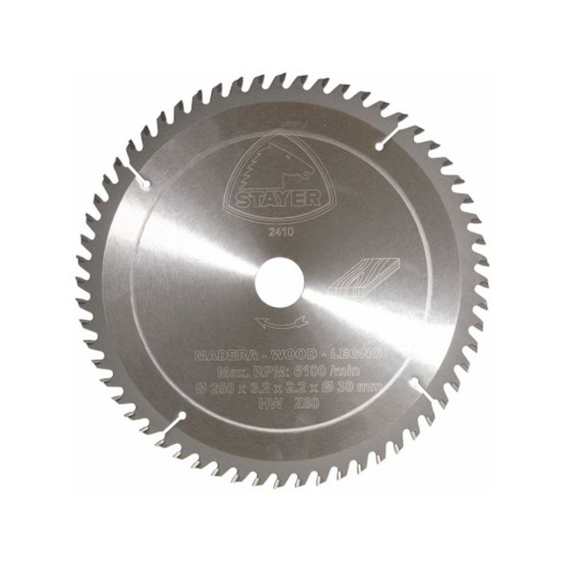 DISCO CORTE MAD 60 DIENTES 250x3,2x30 MM WIDIA STAYER