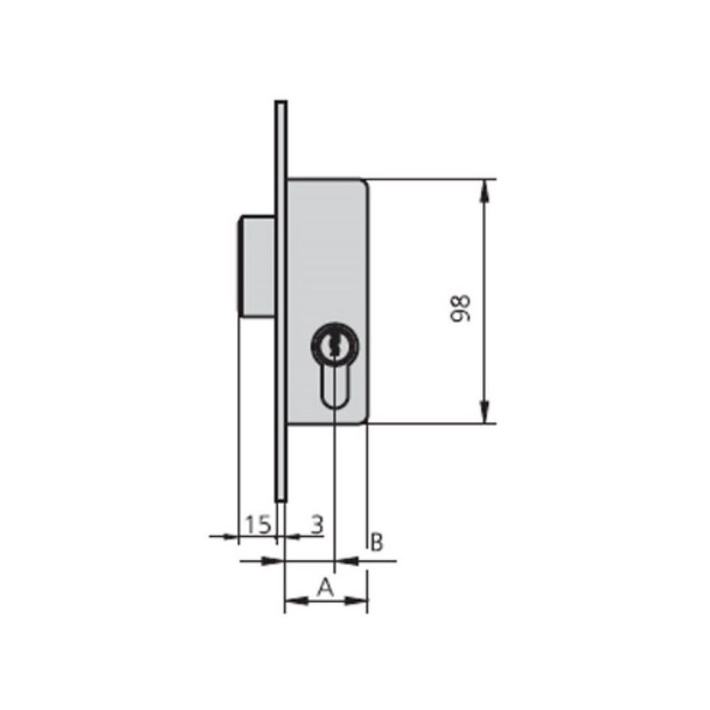 CERRADURA MET.EMB. 25X20MM 1983A20/0 NIQ S/PAL CVL