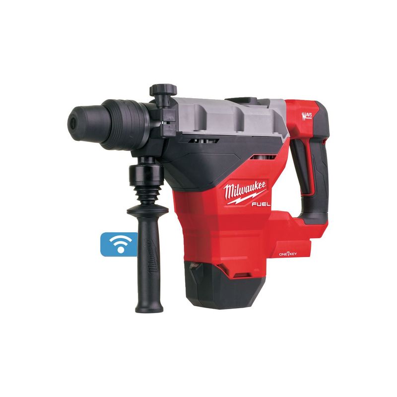 M18FHM-0C Martillo combinado SDS-Max M18 FUEL™ONE-KEY™, 8kg, 4 modos, 11J de energía de impacto, capacidad máxima 45mm, vibración de cincelado 7,8m/s², 0-2900bpm, AUTOSTOP™. Se suministra en versión cero, sin baterías ni cargador, en kitbox
