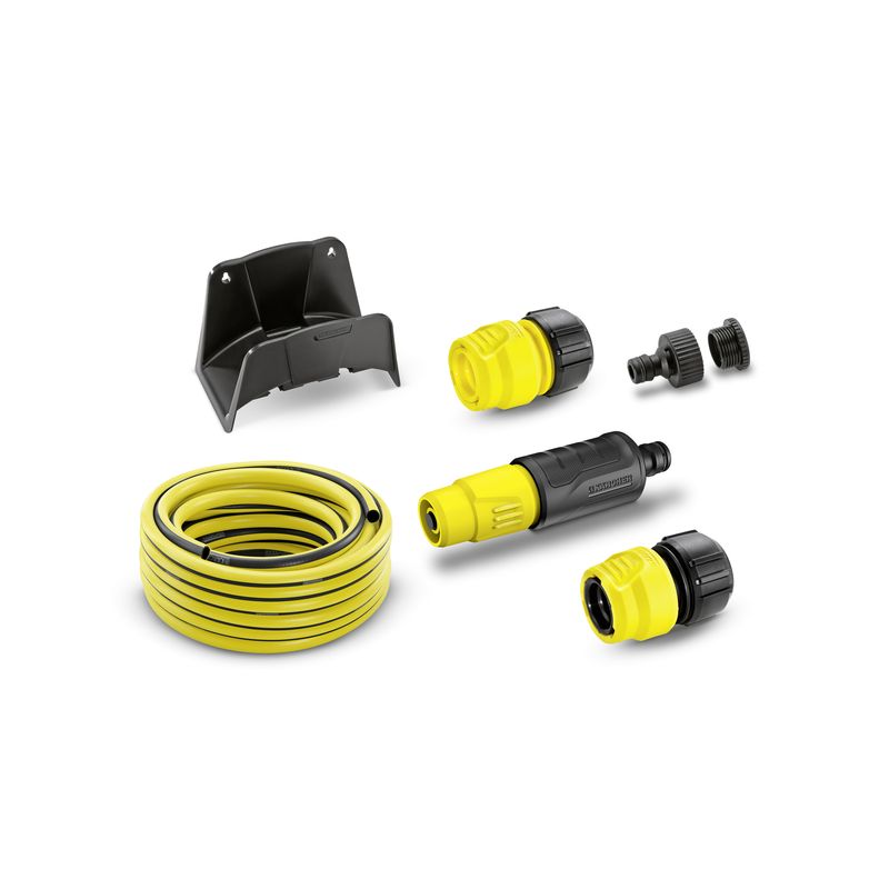 Set completo (1/2&quot;) de 15 m con sop. de manguera y lanza de riego