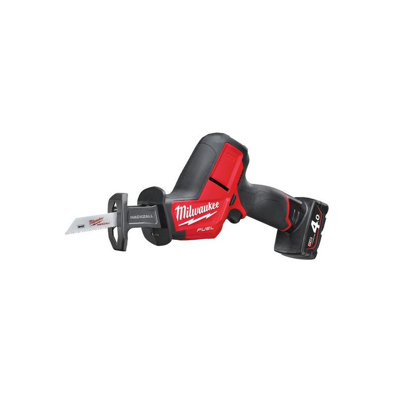 M12CHZ-402C Sierra de sable subcompacta de una mano M12 FUEL™ HACKZALL™, carrera 15,9mm, 0-3000cpm, FIXTEC™. Se suministra con 2 baterías M12B4 y cargador C12C, en kitbox