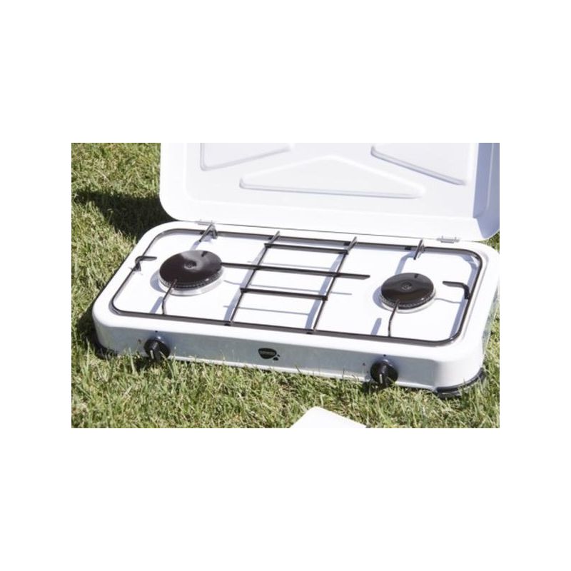 COCINA PORTATIL DE GAS 2 FUEGOS 580X330X90MM 1,4 /1,2 KW